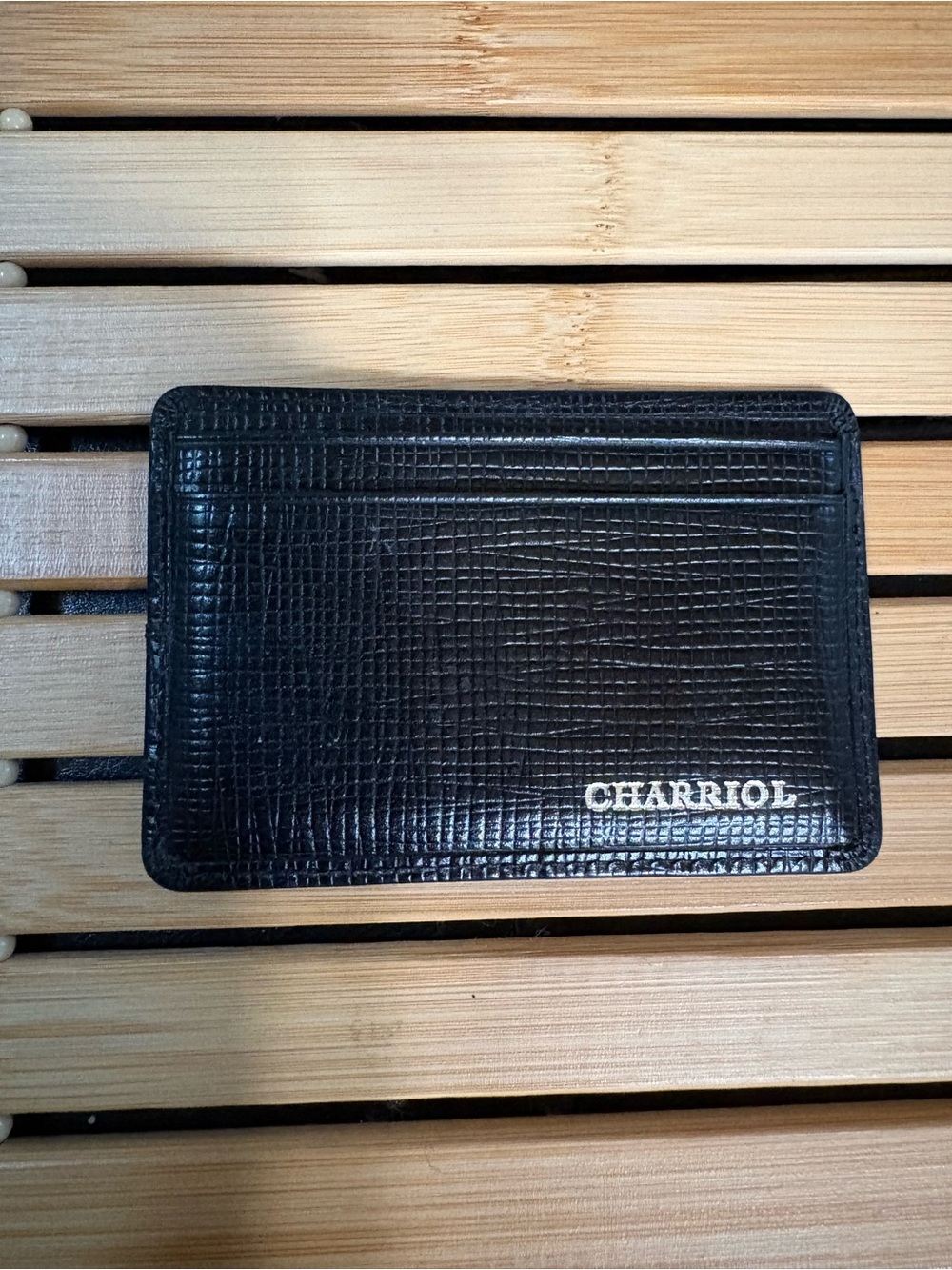 CHARIROL Black Textured Leather Card Holder